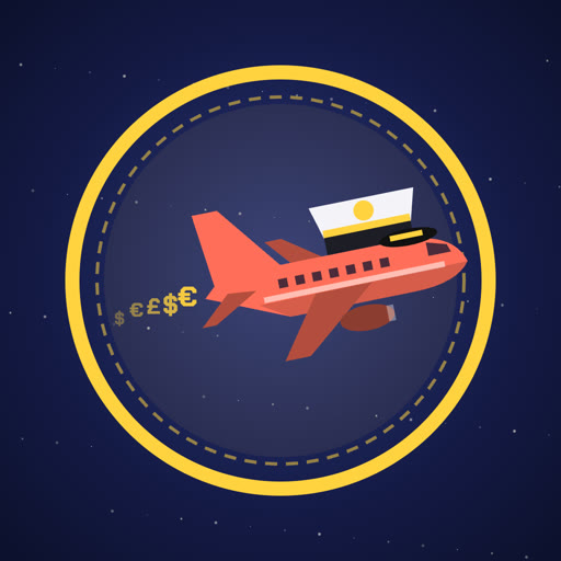 A plane wearing a captain's hat inside a gold licence badge